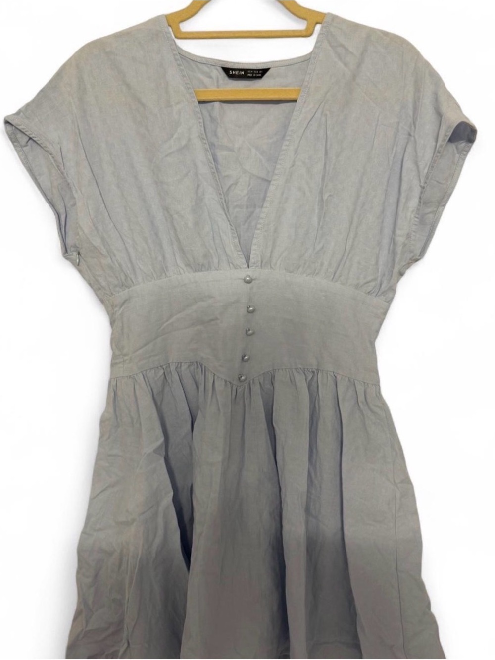 SHEIN Light Blue V-Neck Short Sleeve Dress